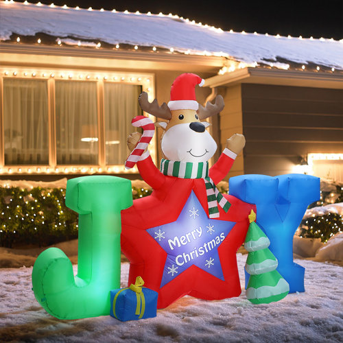 The Holiday Aisle® Reindeer Joy Inflatable Holiday Decoration with